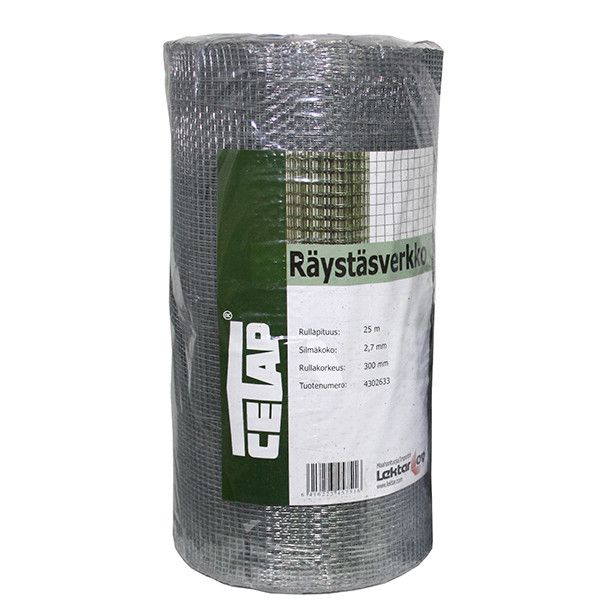 Räystäs-/suojaverkko 30cm x 25m kuumasinkitty